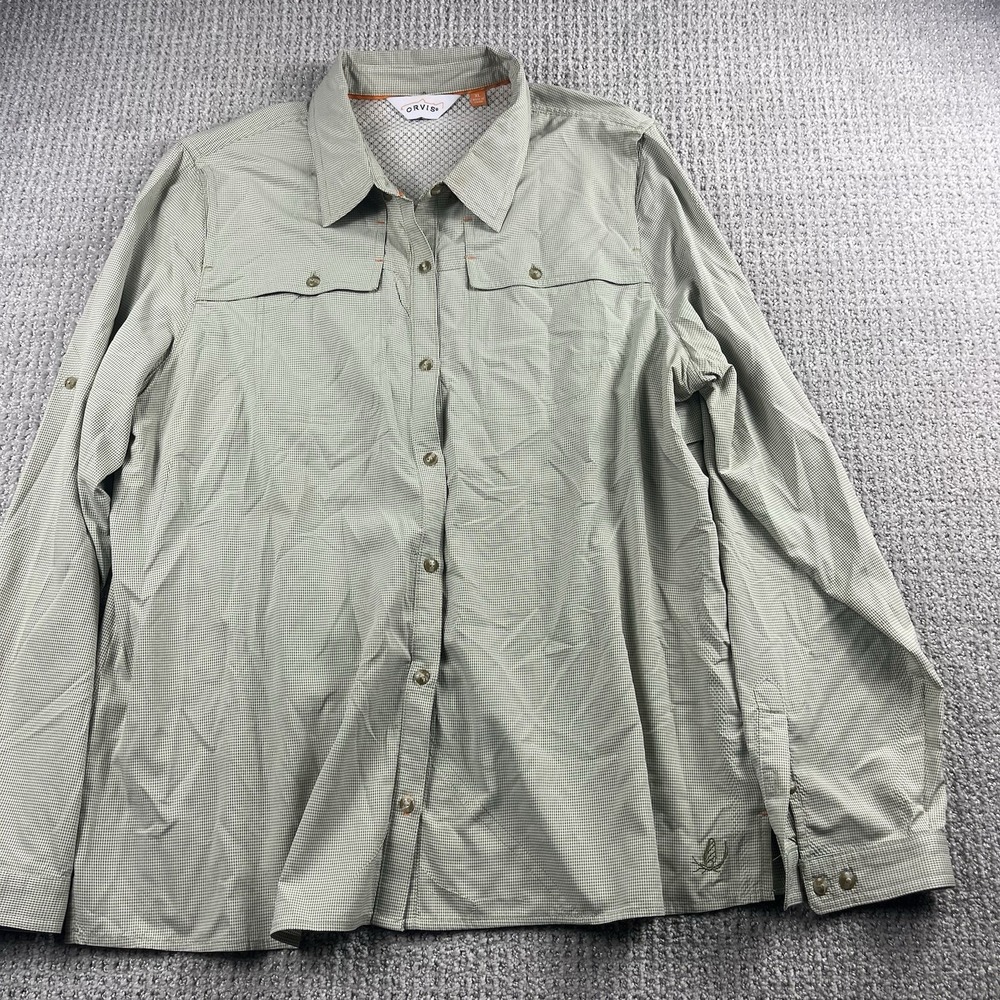 Orvis Trout Bum Gingham Shirt Womens XL Long Sleeve Vented Fishing